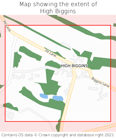 Map showing extent of High Biggins as bounding box