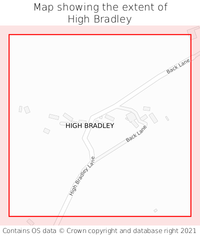 Map showing extent of High Bradley as bounding box