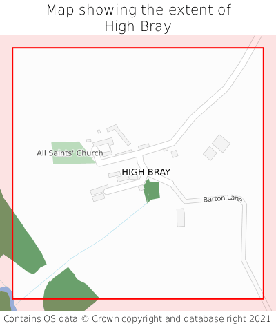 Map showing extent of High Bray as bounding box
