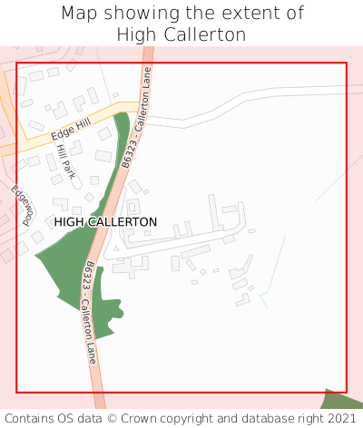Map showing extent of High Callerton as bounding box