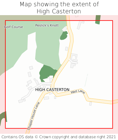 Map showing extent of High Casterton as bounding box