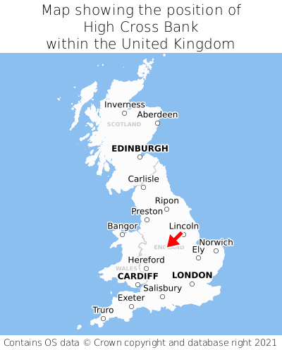 Map showing location of High Cross Bank within the UK