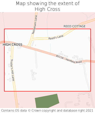 Map showing extent of High Cross as bounding box