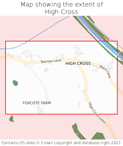 Map showing extent of High Cross as bounding box