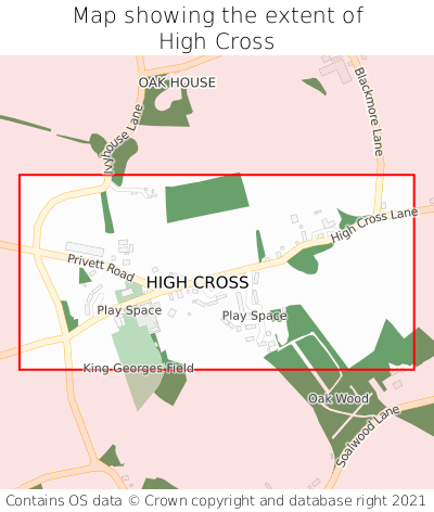 Map showing extent of High Cross as bounding box