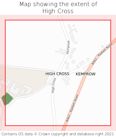 Map showing extent of High Cross as bounding box