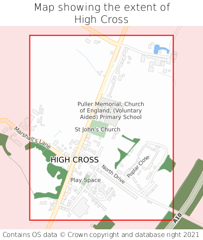 Map showing extent of High Cross as bounding box