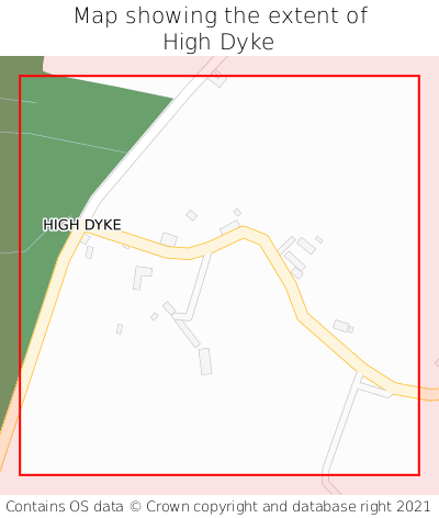 Map showing extent of High Dyke as bounding box