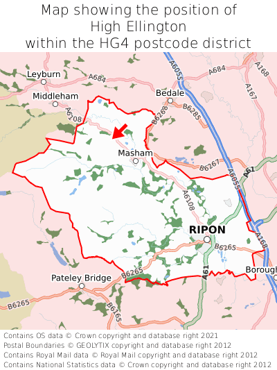 Map showing location of High Ellington within HG4