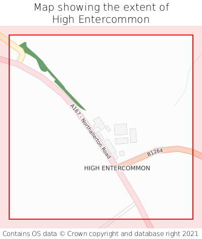 Map showing extent of High Entercommon as bounding box
