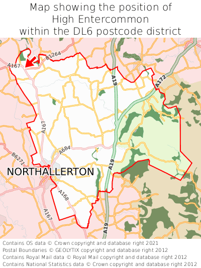 Map showing location of High Entercommon within DL6