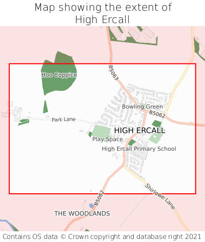 Map showing extent of High Ercall as bounding box