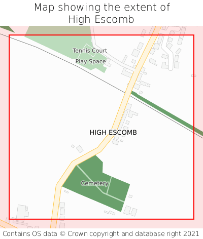 Map showing extent of High Escomb as bounding box