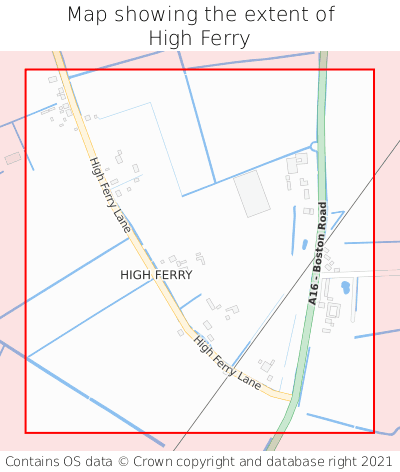 Map showing extent of High Ferry as bounding box