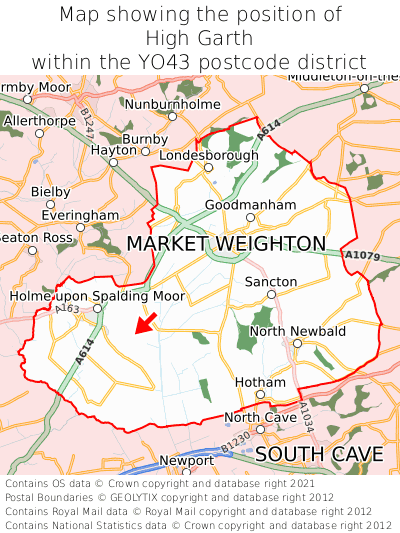 Map showing location of High Garth within YO43