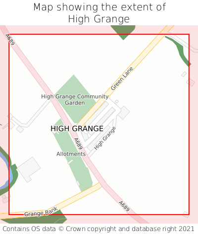Map showing extent of High Grange as bounding box