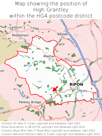 Map showing location of High Grantley within HG4