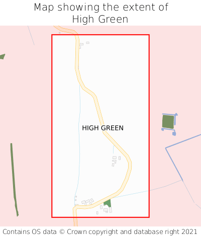 Map showing extent of High Green as bounding box