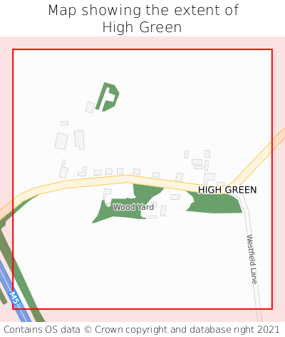 Map showing extent of High Green as bounding box