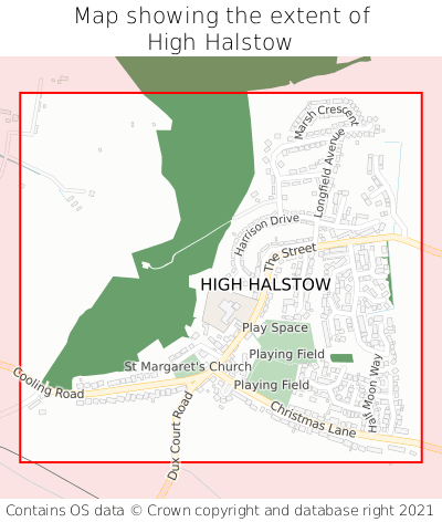 Map showing extent of High Halstow as bounding box