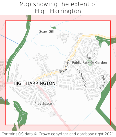 Map showing extent of High Harrington as bounding box