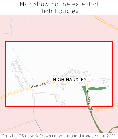 Map showing extent of High Hauxley as bounding box