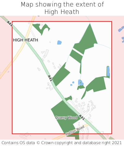 Map showing extent of High Heath as bounding box