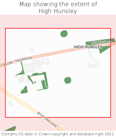 Map showing extent of High Hunsley as bounding box