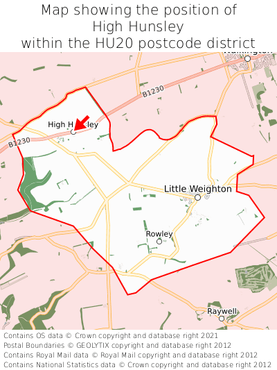 Map showing location of High Hunsley within HU20