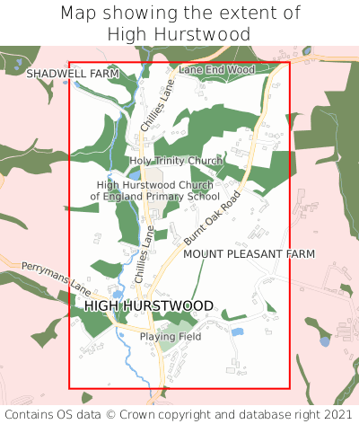 Map showing extent of High Hurstwood as bounding box