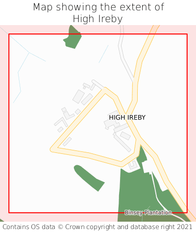 Map showing extent of High Ireby as bounding box
