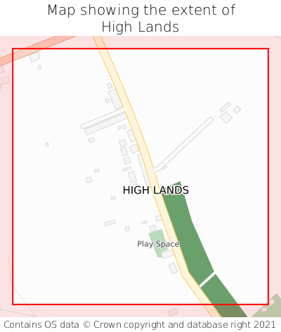 Map showing extent of High Lands as bounding box