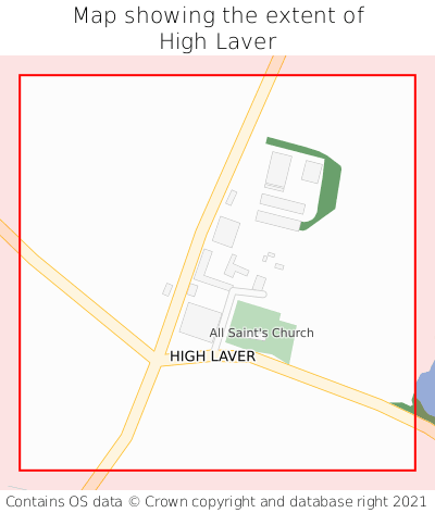 Map showing extent of High Laver as bounding box
