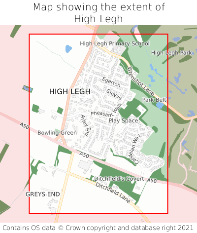 Map showing extent of High Legh as bounding box