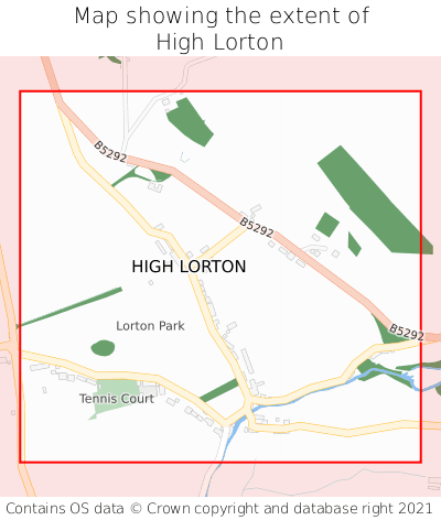 Map showing extent of High Lorton as bounding box