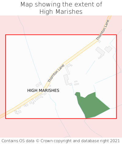 Map showing extent of High Marishes as bounding box