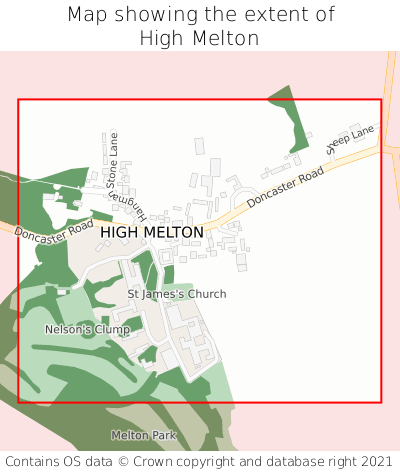 Map showing extent of High Melton as bounding box