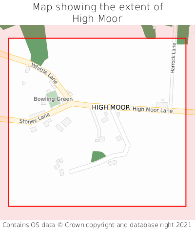 Map showing extent of High Moor as bounding box
