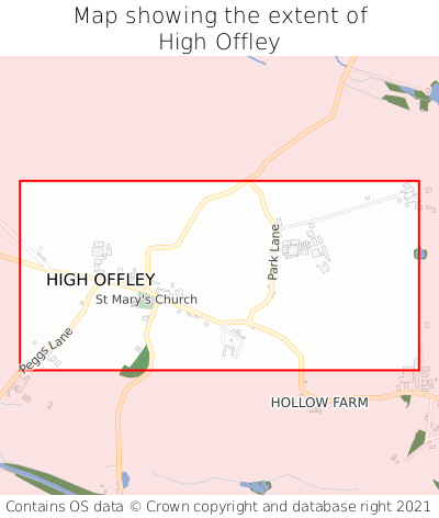 Map showing extent of High Offley as bounding box