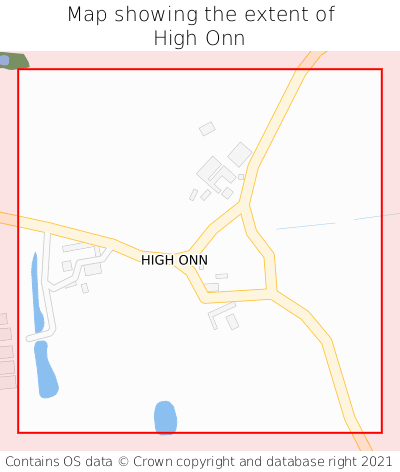 Map showing extent of High Onn as bounding box
