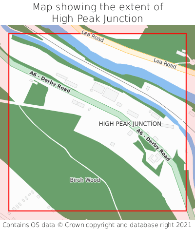 Map showing extent of High Peak Junction as bounding box
