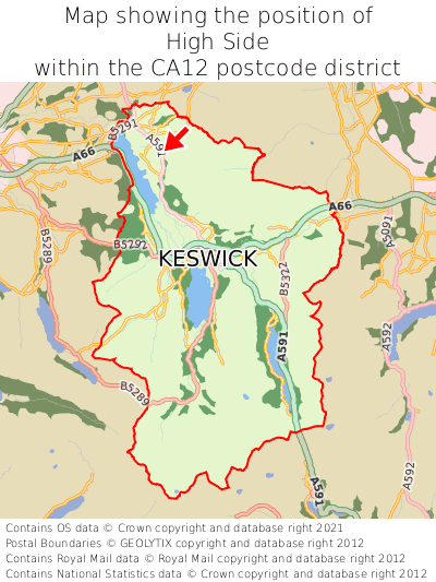 Map showing location of High Side within CA12