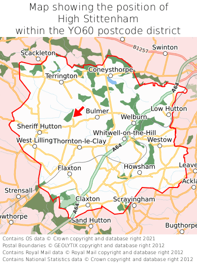Map showing location of High Stittenham within YO60