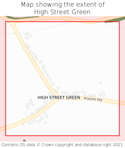 Map showing extent of High Street Green as bounding box