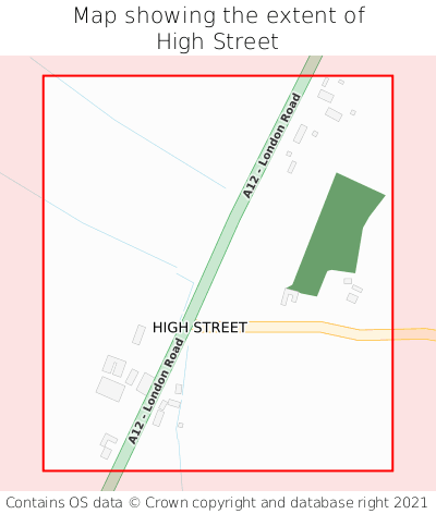 Map showing extent of High Street as bounding box