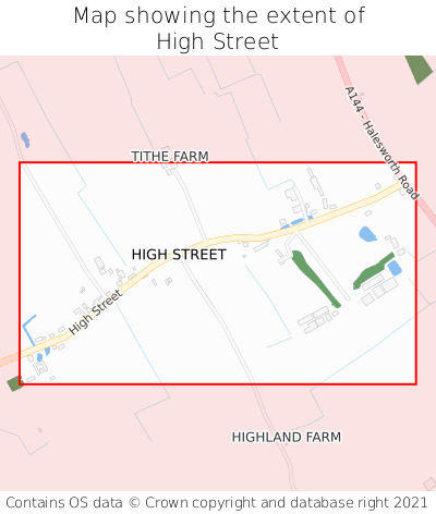 Map showing extent of High Street as bounding box