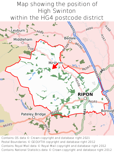 Map showing location of High Swinton within HG4