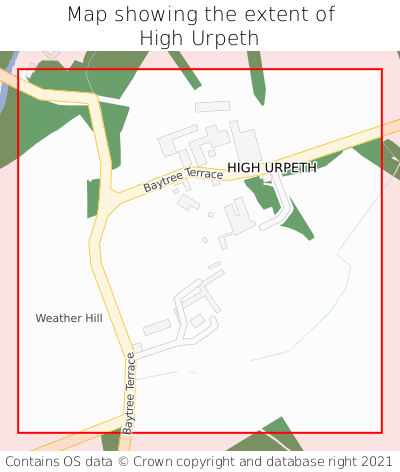 Map showing extent of High Urpeth as bounding box