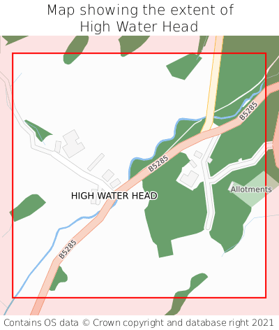 Map showing extent of High Water Head as bounding box