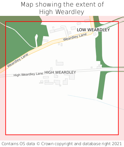 Map showing extent of High Weardley as bounding box